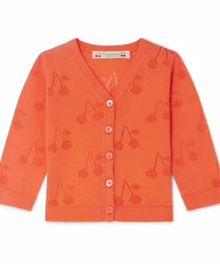 Agati Openwork Cardigan Red Bonpoint Fashion Baby