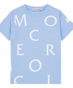 Allover Logo T-shirt Light blue Moncler Fashion Baby