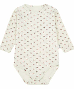 Aloe Organic Cotton Cherry Babygrow Beige Poudre Organic Fashion Baby