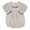 Amber Embroidered Striped Romper Ecru Louis Louise Fashion Baby