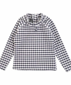 Anti-UV Gingham T-shirt Blue Tocoto Vintage Fashion Baby, Children