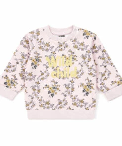 Aubepine Organic Cotton Floral Sweatshirt Pale pink Bonton Fashion Baby, Children
