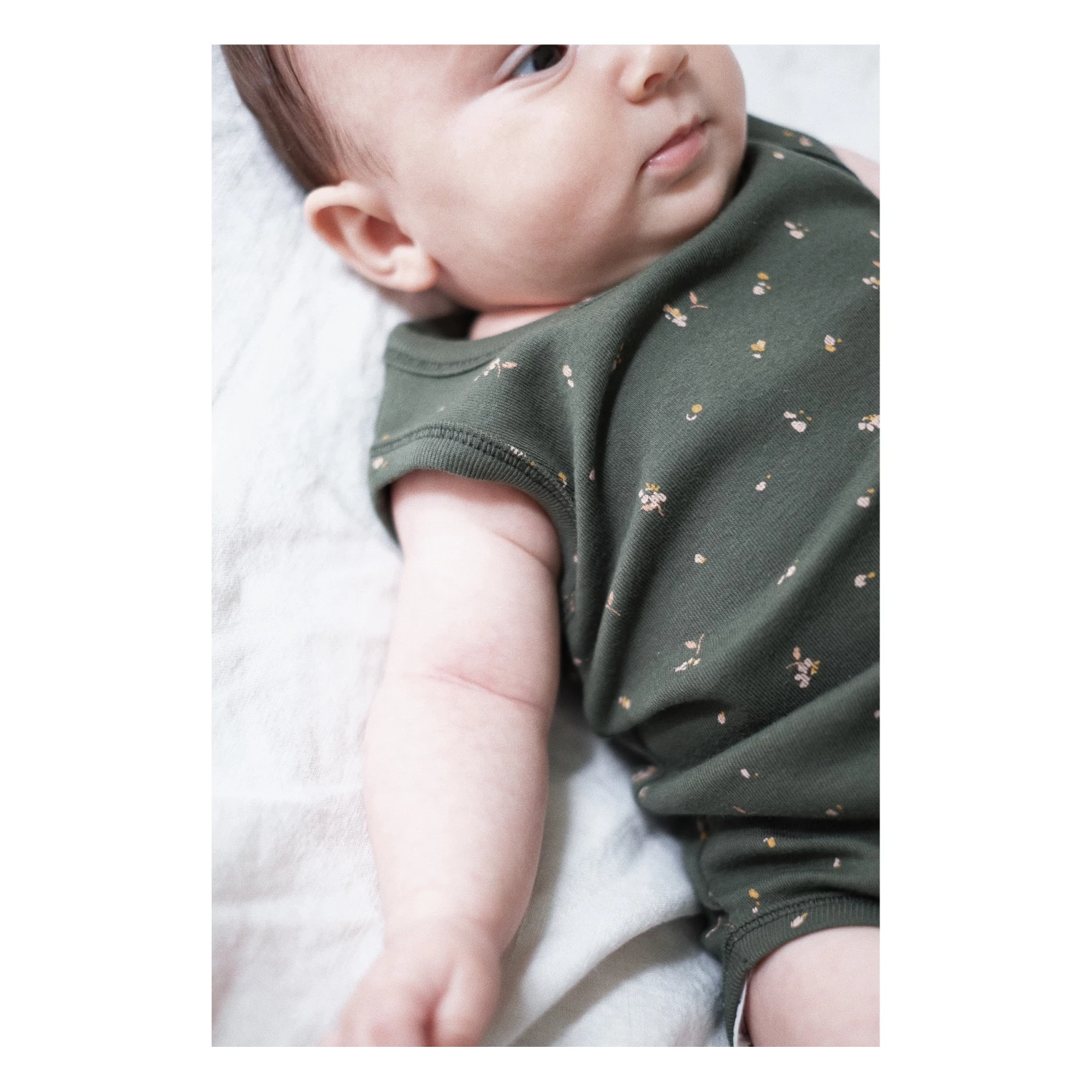 Auline Organic Cotton Playsuit Dark green Poudre Organic Fashion Baby 2 Auline Organic Cotton Playsuit Dark green Poudre Organic Fashion Baby - Image 2