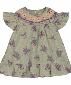 Aurora Embroidered Dress Sage Louis Louise Fashion Baby