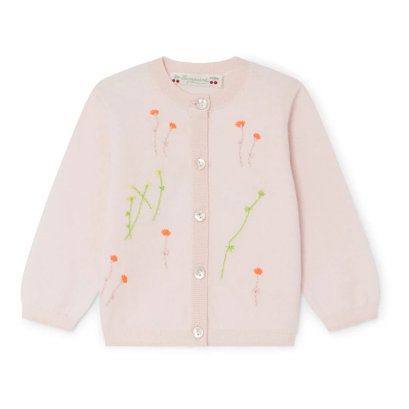 Ayla Embroidered Cardigan Pale pink Bonpoint Fashion Baby 1 Ayla Embroidered Cardigan Pale pink Bonpoint Fashion Baby
