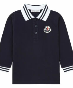 Baby Polo Shirt Navy blue Moncler Fashion Baby, Children