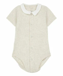 Backup Organic Cotton Baby Bodysuit Grey Petit Bateau Fashion Baby
