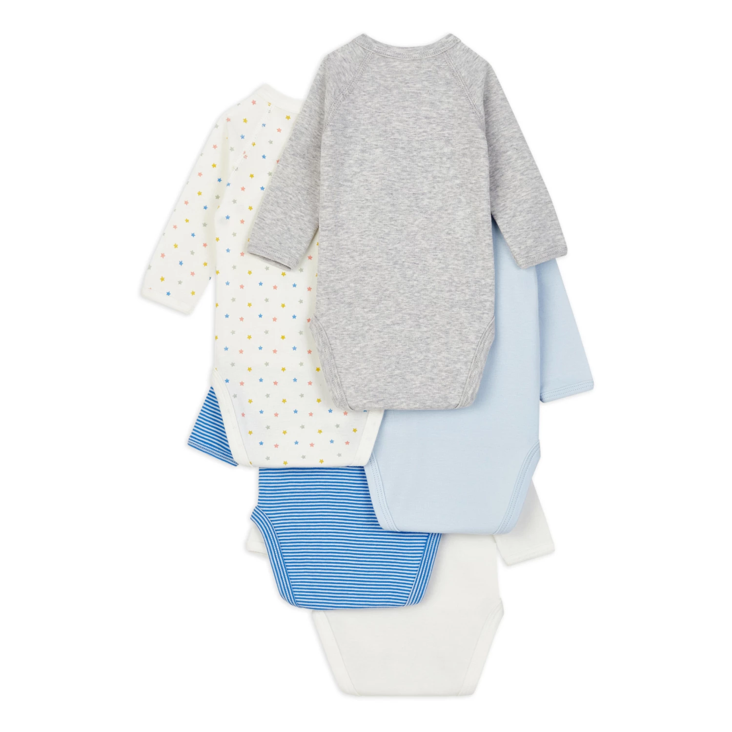 Badelin Organic Cotton Baby Bodysuits - Set of 5 Blue Petit Bateau Fashion Baby 3 Badelin Organic Cotton Baby Bodysuits - Set of 5 Blue Petit Bateau Fashion Baby - Image 3