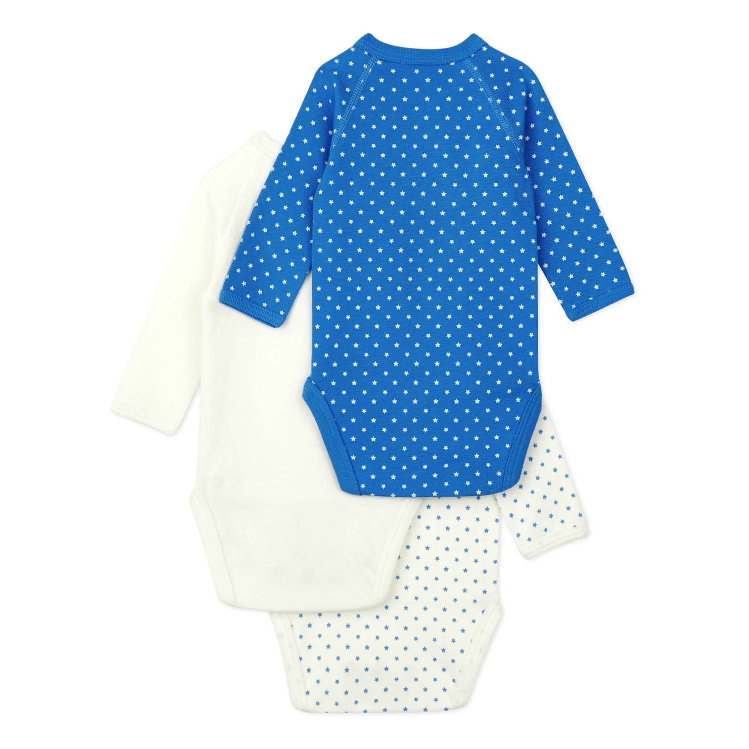 Badigeons Organic Cotton Baby Bodysuits - Set of 3 Blue Petit Bateau Fashion Baby 3 Badigeons Organic Cotton Baby Bodysuits - Set of 3 Blue Petit Bateau Fashion Baby - Image 3