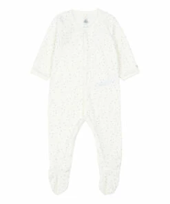 Bajordome Organic Cotton Velour Pyjamas Ecru Petit Bateau Fashion Baby