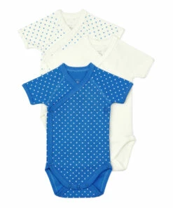 Bake Organic Cotton Baby Bodysuits - Set of 3 Blue Petit Bateau Fashion Baby