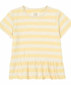 Bali Frilled Organic Cotton Striped T-shirt Yellow Konges Slojd Fashion Baby, Children