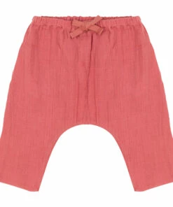 Bali Organic Cotton Muslin Trousers Powder pink Petit Bateau Fashion Baby