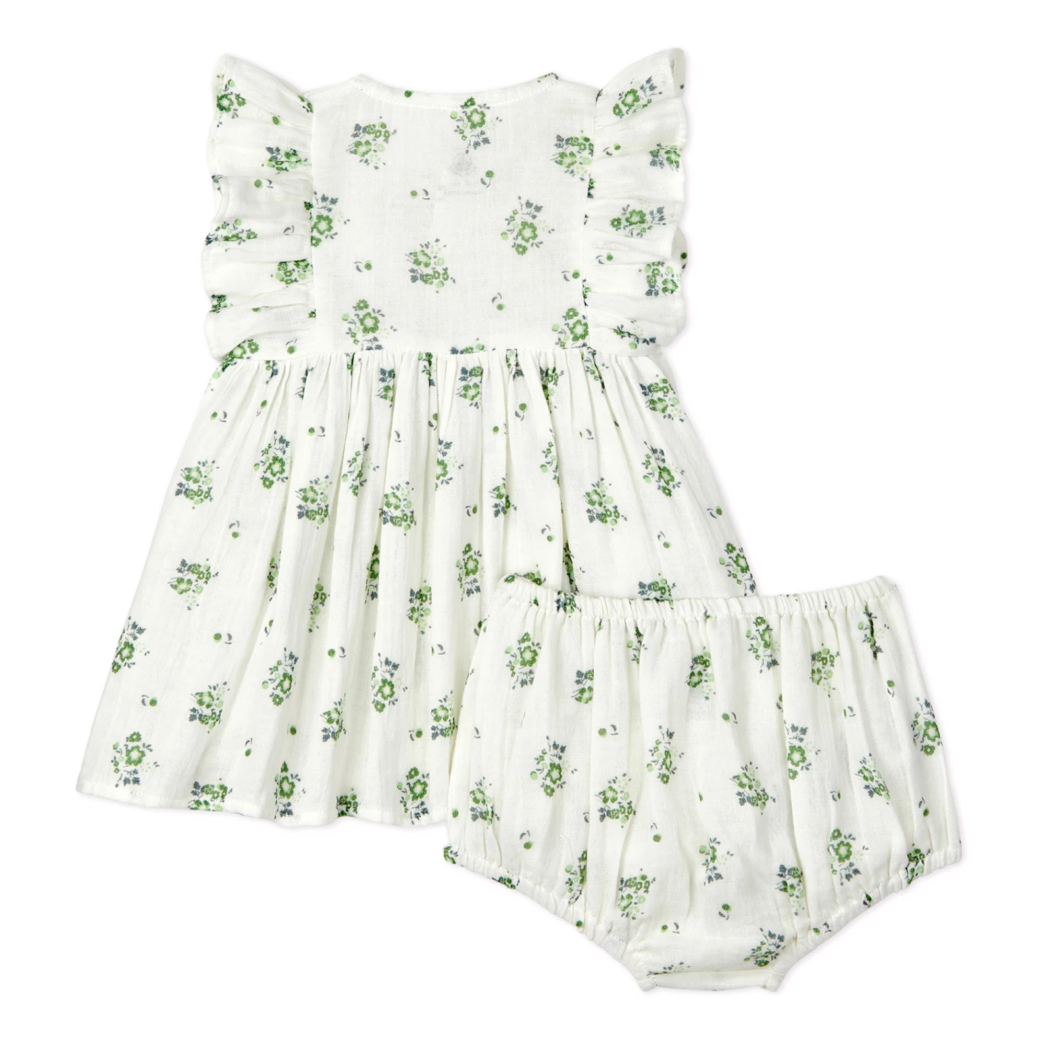Balila Organic Cotton Dress and Bloomers Green Petit Bateau Fashion Baby 2 Balila Organic Cotton Dress and Bloomers Green Petit Bateau Fashion Baby - Image 2