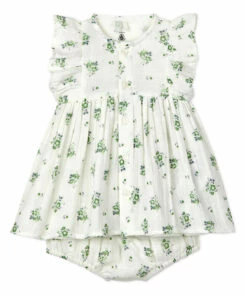 Balila Organic Cotton Dress and Bloomers Green Petit Bateau Fashion Baby