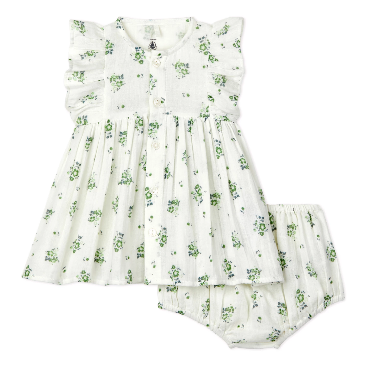 Balila Organic Cotton Dress and Bloomers Green Petit Bateau Fashion Baby 4 Balila Organic Cotton Dress and Bloomers Green Petit Bateau Fashion Baby - Image 4