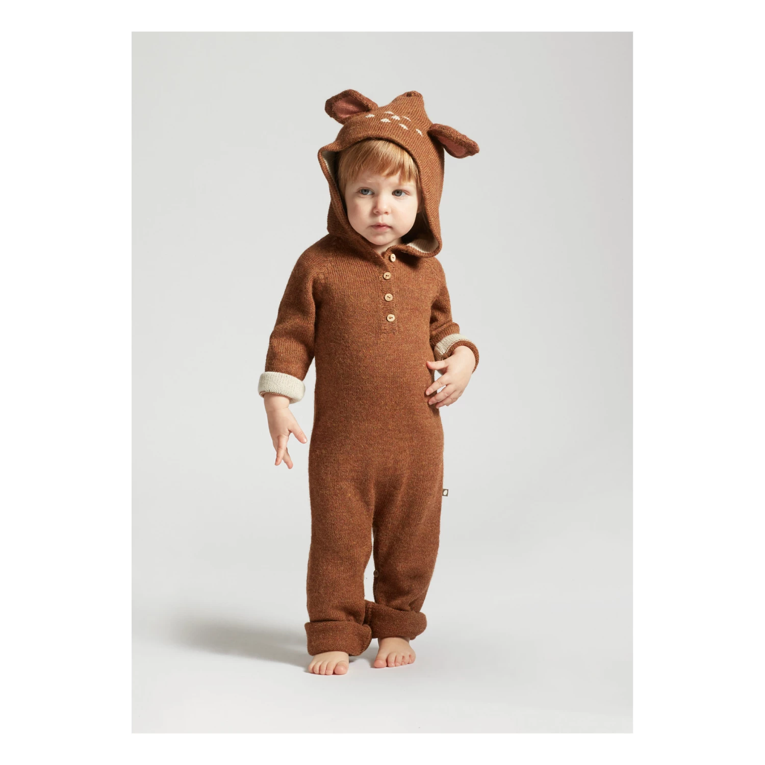Bambi Baby Alpaca Hooded Playsuit Brown Oeuf NYC Fashion Baby, Children 2 Bambi Baby Alpaca Hooded Playsuit Brown Oeuf NYC Fashion Baby, Children - Image 2
