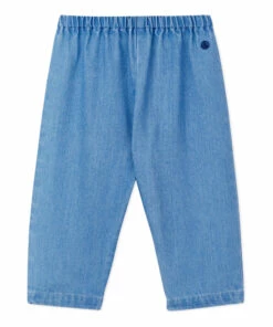 Bapuche Organic Cotton Denim Trousers Light Blue Petit Bateau Fashion Baby