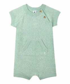 Bardigan Terry Cloth Playsuit Green Petit Bateau Fashion Baby