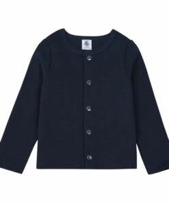 Basic Organic Cotton Cardigan Navy blue Petit Bateau Fashion Baby