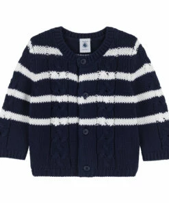 Baza Knitted Cardigan Navy blue Petit Bateau Fashion Baby