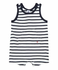 Beach Organic Cotton Playsuit Navy blue Petit Bateau Fashion Baby