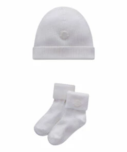 Beanie & Socks Newborn Set White Moncler Fashion Baby