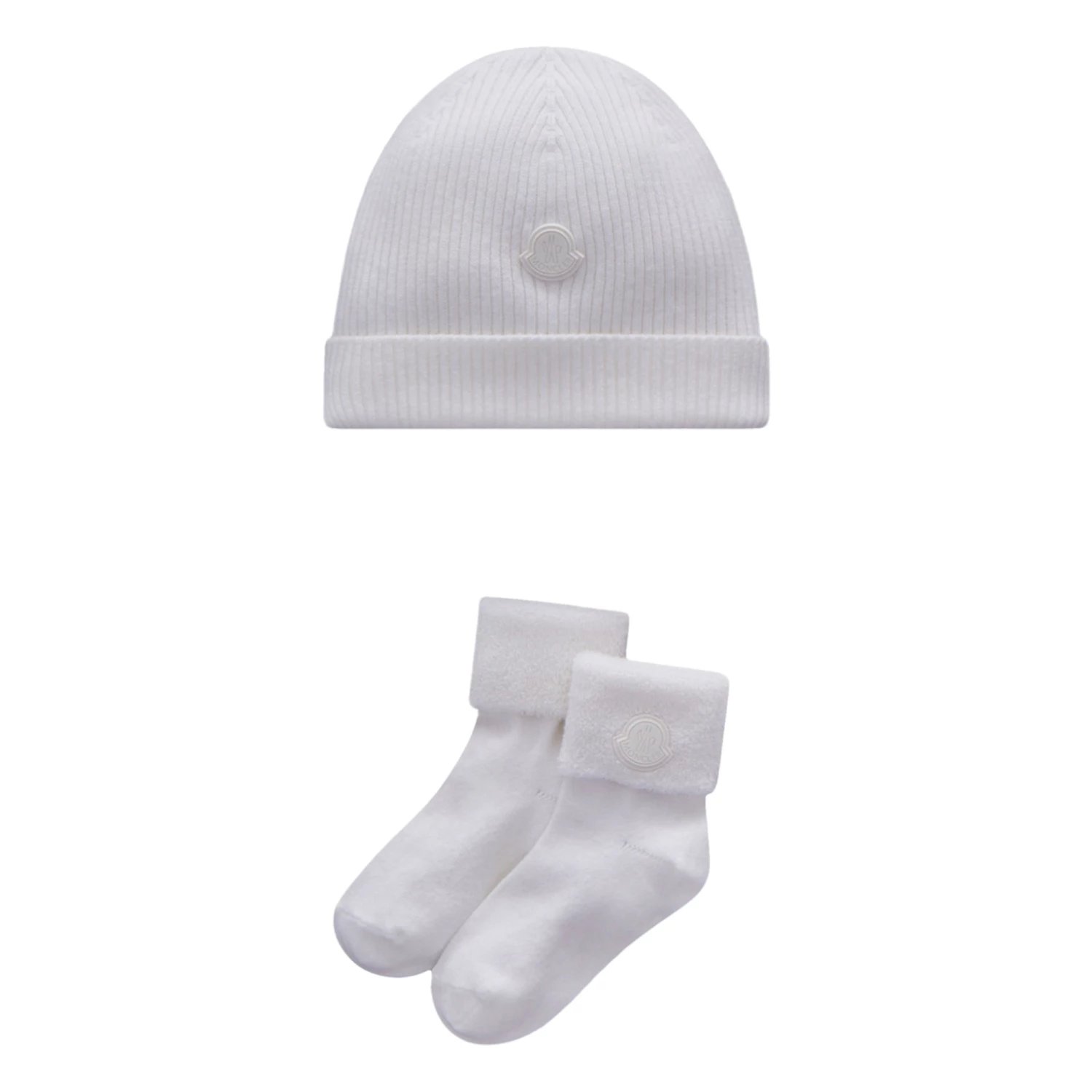 Beanie & Socks Newborn Set White Moncler Fashion Baby 1 Beanie & Socks Newborn Set White Moncler Fashion Baby