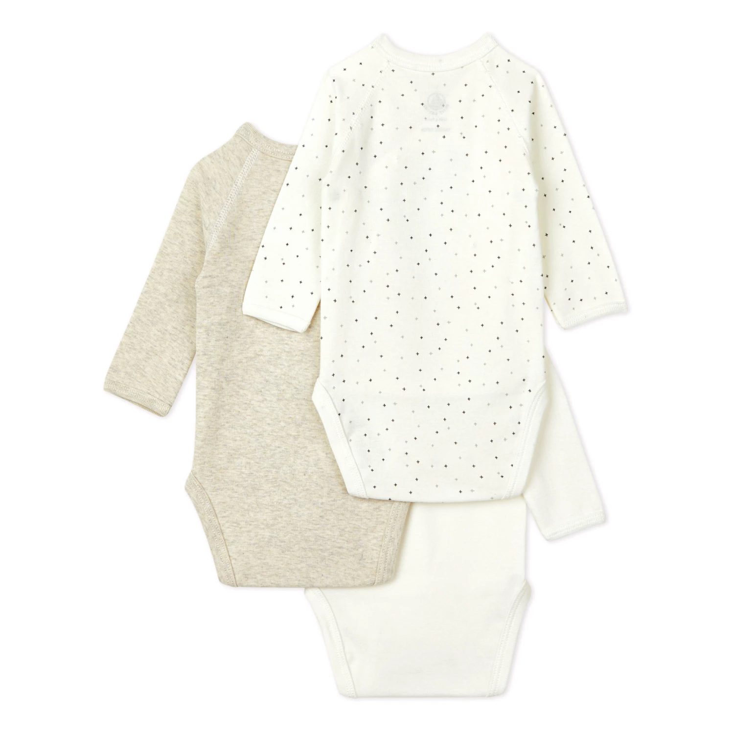 Bestino Organic Cotton Baby Bodysuits - Set of 3 White Petit Bateau Fashion Baby 3 Bestino Organic Cotton Baby Bodysuits - Set of 3 White Petit Bateau Fashion Baby - Image 3