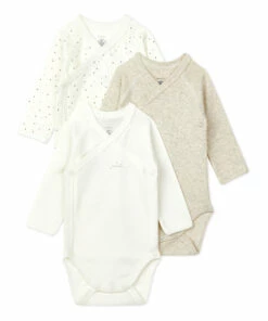 Bestino Organic Cotton Baby Bodysuits - Set of 3 White Petit Bateau Fashion Baby