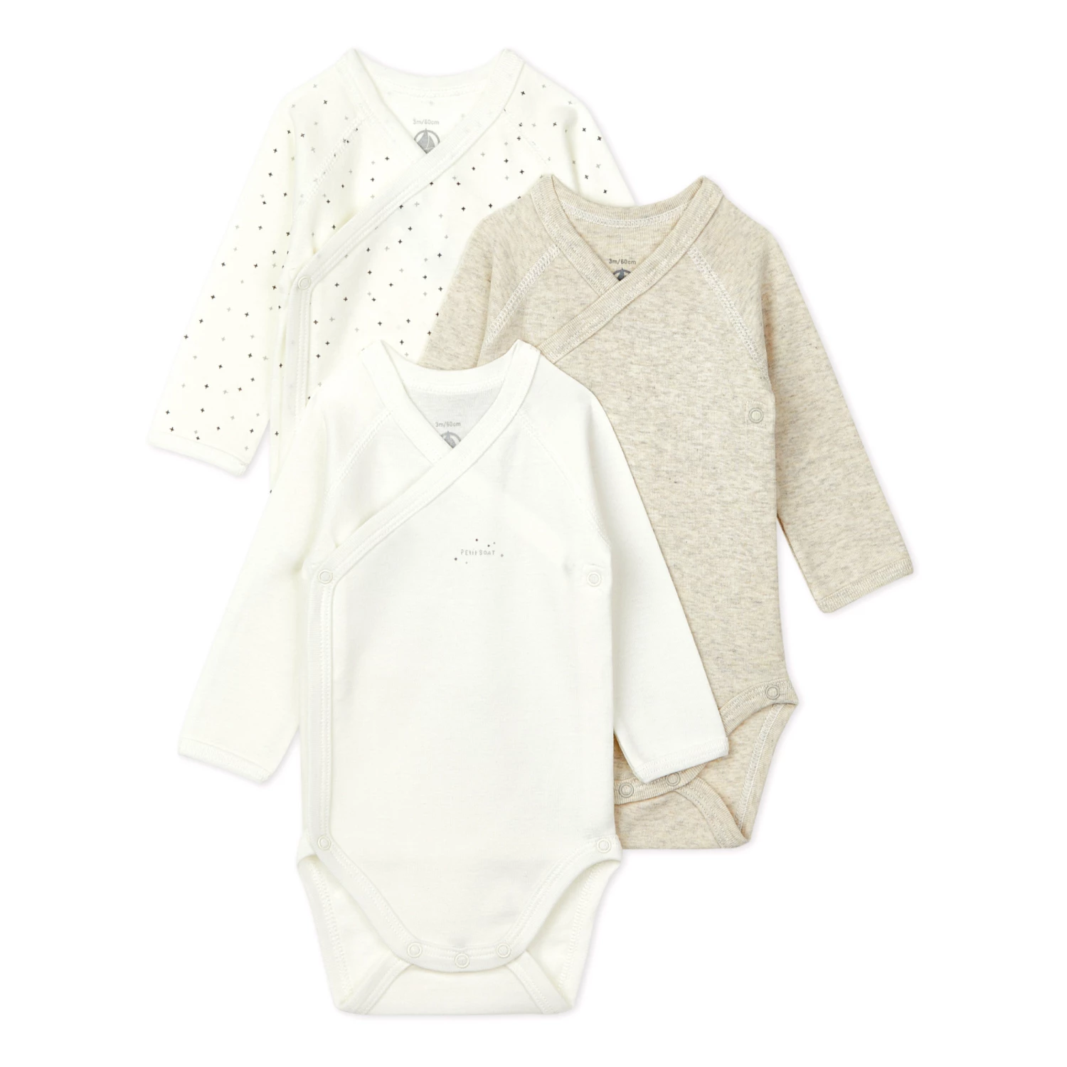 Bestino Organic Cotton Baby Bodysuits - Set of 3 White Petit Bateau Fashion Baby 1 Bestino Organic Cotton Baby Bodysuits - Set of 3 White Petit Bateau Fashion Baby