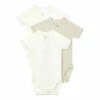 Bevier Organic Cotton Baby Bodysuits - Set of 3 Grey Petit Bateau Fashion Baby