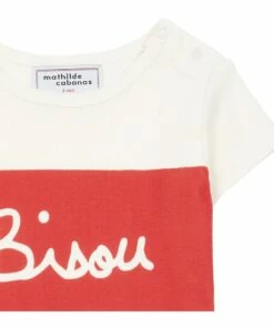 Big Bisou organic cotton T-shirt White Mathilde Cabanas Fashion Baby -Baby Tops Elegant Store big bisou organic cotton t shirtbig bisou organic cotton t shirt white mathilde cabanas fashion baby 4