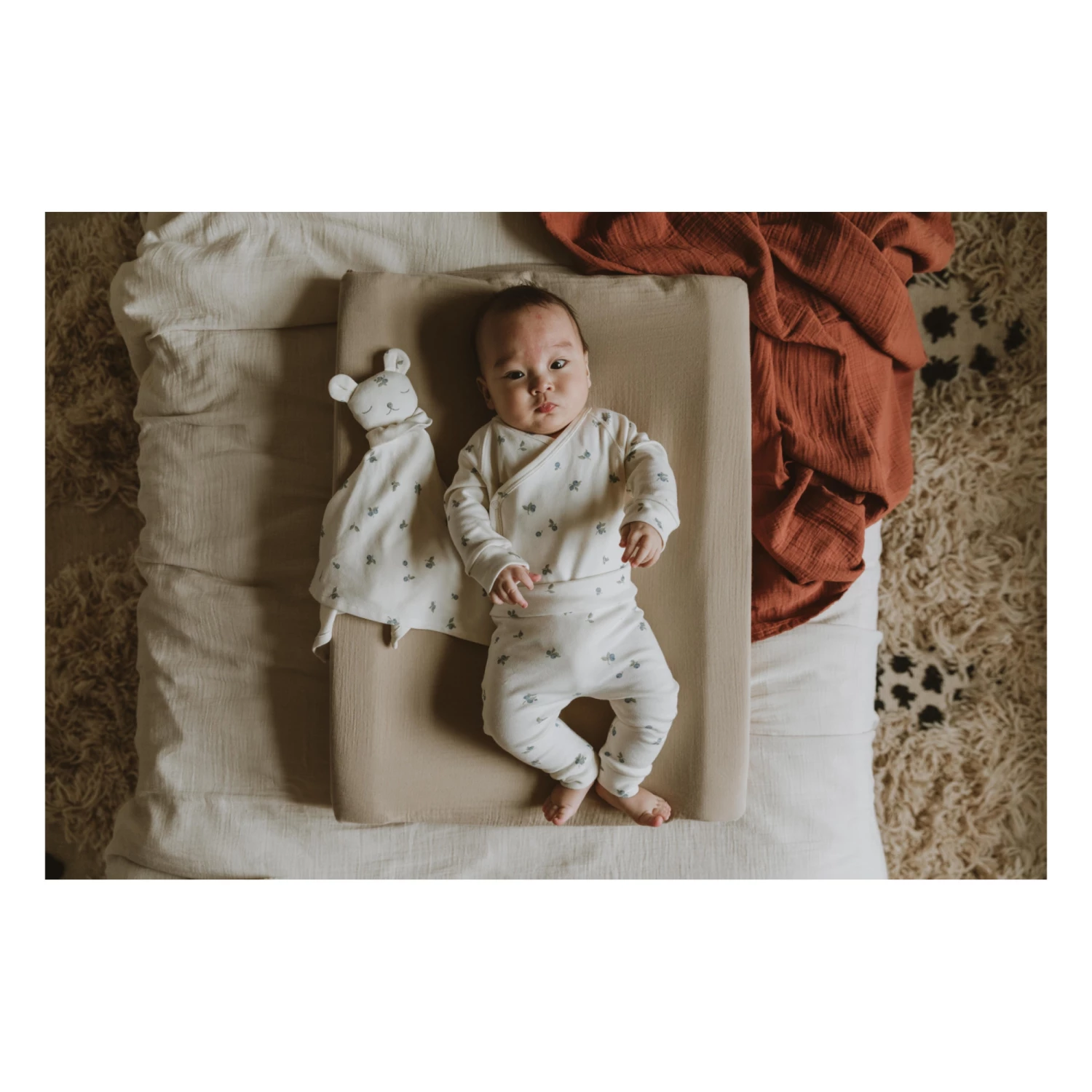 Blueberry Cotton Jersey Leggings Ivory garbo&friends Fashion Baby 2 Blueberry Cotton Jersey Leggings Ivory garbo&friends Fashion Baby - Image 2