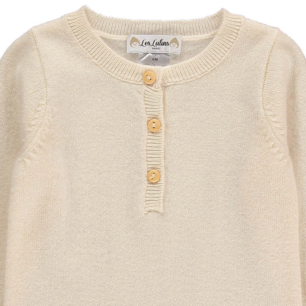 Boris Cashmere Jumpsuit Off white Les lutins Fashion Baby 2 Boris Cashmere Jumpsuit Off white Les lutins Fashion Baby - Image 2