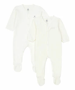 Bultu Organic Cotton Velour Pyjamas - Set of 2 Ecru Petit Bateau Fashion Baby