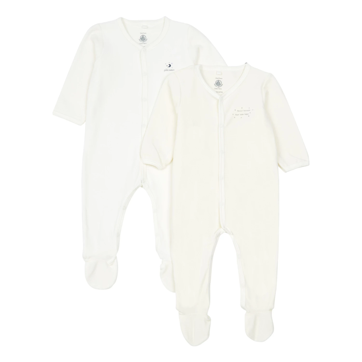 Bultu Organic Cotton Velour Pyjamas - Set of 2 Ecru Petit Bateau Fashion Baby 1 Bultu Organic Cotton Velour Pyjamas - Set of 2 Ecru Petit Bateau Fashion Baby