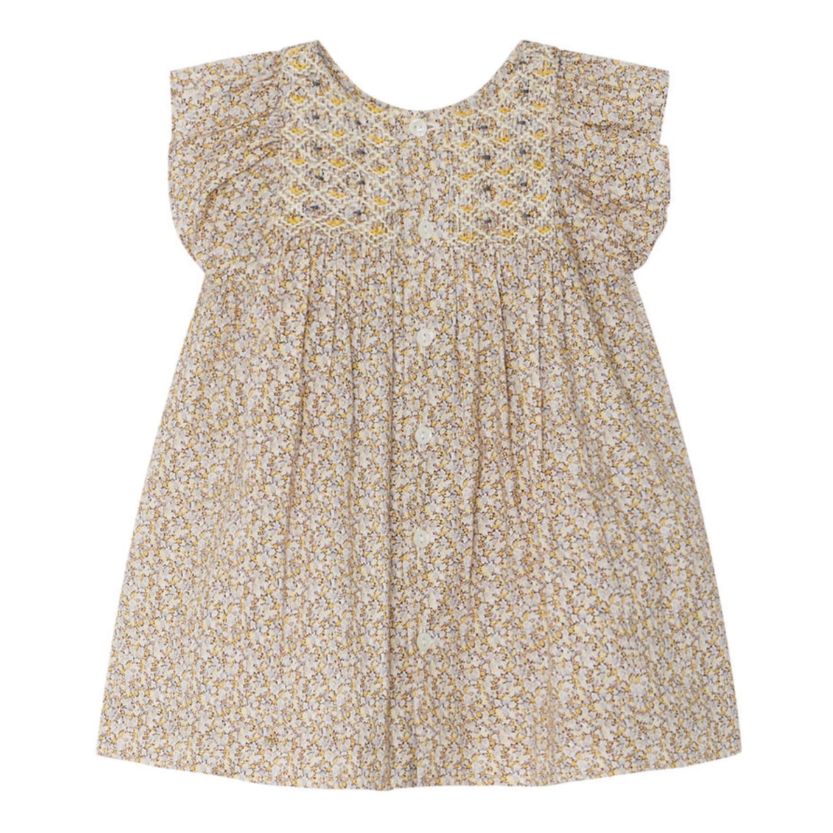 Cadelli Exclusive Liberty Print Dress Yellow Bonpoint Fashion Baby 3 Cadelli Exclusive Liberty Print Dress Yellow Bonpoint Fashion Baby - Image 3