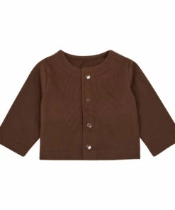 Camomile Organic Cotton Fleece Cardigan Brown Poudre Organic Fashion Baby, Children