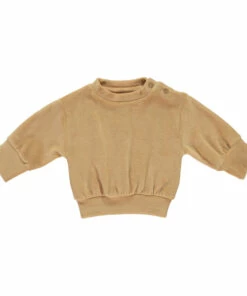 Cassandre Velvet Sweatshirt Camel Poudre Organic Fashion Baby, Children