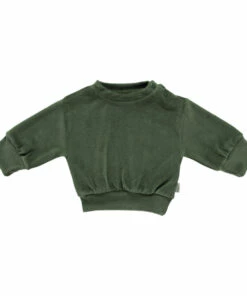 Cassandre Velvet Sweatshirt Chrome green Poudre Organic Fashion Baby, Children