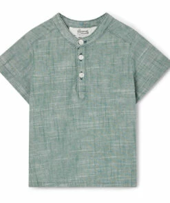 Cesari Chambray Kurta Shirt Sage Bonpoint Fashion Baby