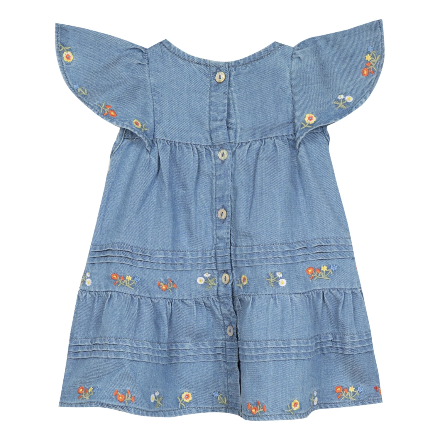 Chambray Embroidered Dress Denim blue Tartine et Chocolat Fashion Baby 3 Chambray Embroidered Dress Denim blue Tartine et Chocolat Fashion Baby - Image 3