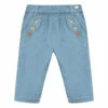 Chambray Embroidered Trousers Denim blue Tartine et Chocolat Fashion Baby