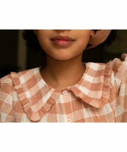 Checked Frill Blouse Dusty Pink Emile et Ida Fashion Baby, Children -Baby Tops Elegant Store checked frill blouse dusty pink emile et ida fashion baby children 2