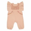 Churros Organic Cotton Muslin Embroidered Romper Pale pink Louis Louise Fashion Baby
