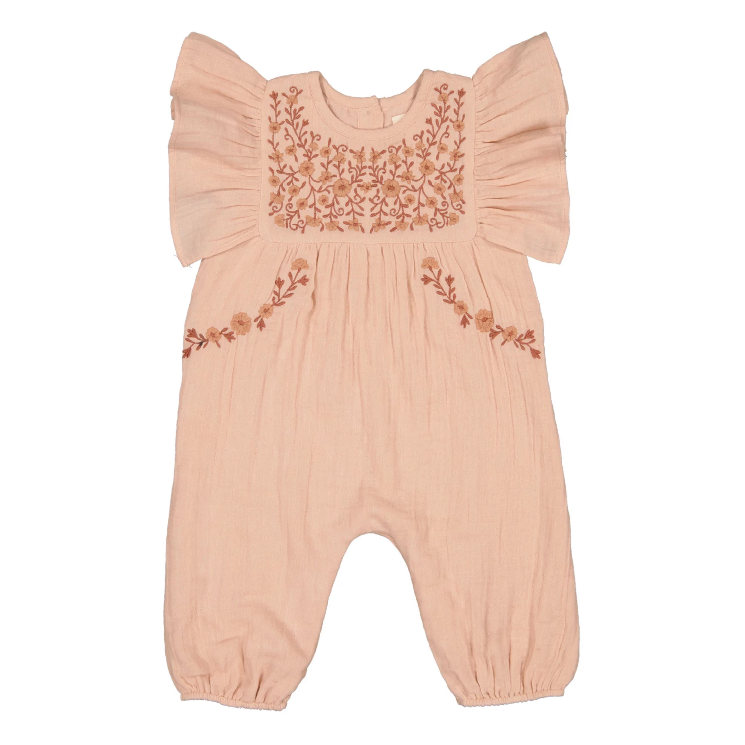 Churros Organic Cotton Muslin Embroidered Romper Pale pink Louis Louise Fashion Baby 1 Churros Organic Cotton Muslin Embroidered Romper Pale pink Louis Louise Fashion Baby