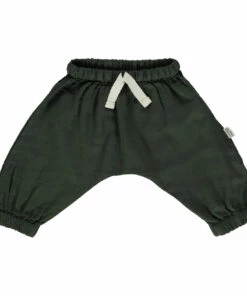 Cinnamon Double Organic Cotton Muslin Trousers Dark green Poudre Organic Fashion Baby