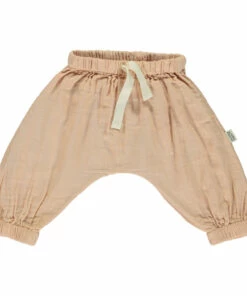 Cinnamon Double Organic Cotton Muslin Trousers Pink Poudre Organic Fashion Baby