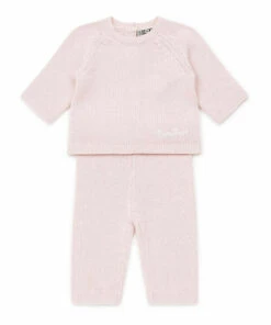 Cotton and Cashmere Jumper + Leggings Pale pink Bonton Fashion Baby